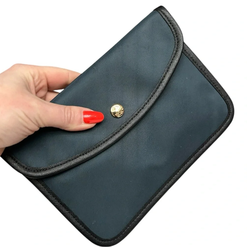 Michael Kors Envelope Clutch Wallet Nylon Black Trim Snap Closure